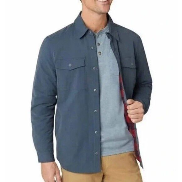 Eddie Bauer Voyager‎ Shirt Jacket Men XXL Fleece Lined Outdoor Storm Blue Heavy - Picture 1 of 14